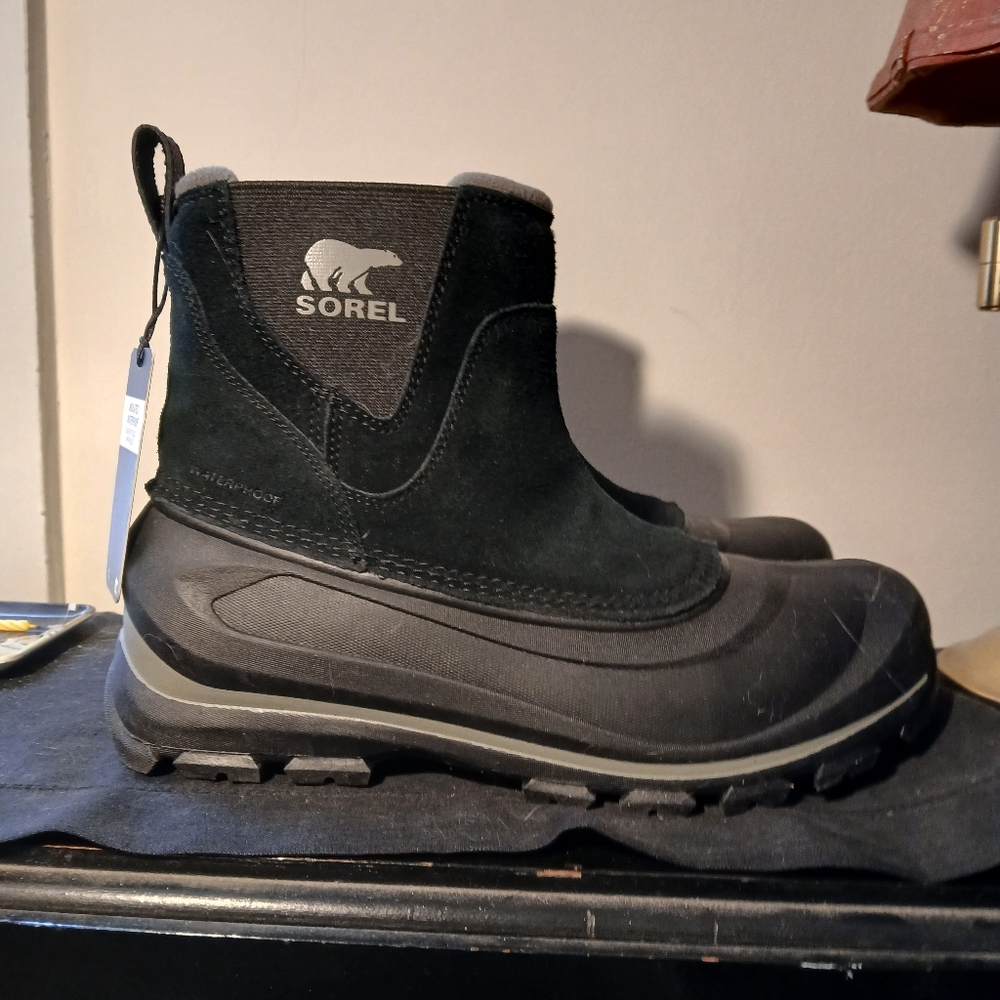 NWT Buxton Pull On Black Waterproof Mens Snowboot - 9 - Picture 2 of 9